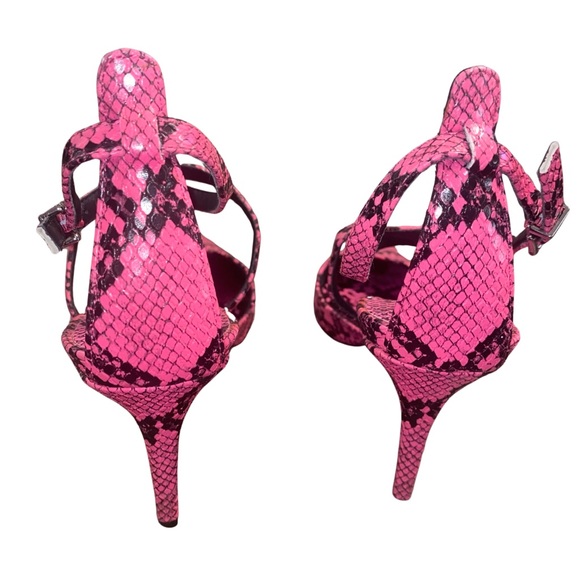 Jessica Simpson Ambrie Neon Pink Python Snake Print Sexy Heels - Picture 8 of 15